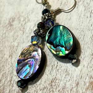 Oval Abalone & Crystal Earrings.